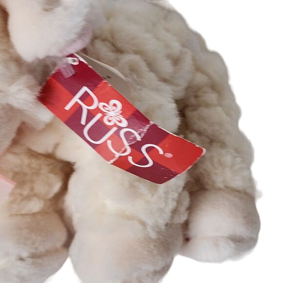 Russ Berrie Pascale Baby Lamb Plush 7" Stuffed Animal Pink Bow Tag Attached - Picture 4 of 10